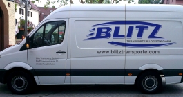 Fahrzeugbeschriftung für Blitz Transporte in Pleidelsheim