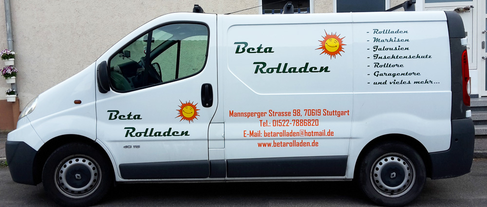 KFZ-Beschriftung für die Firma Beta Rolladen in Stuttgart
