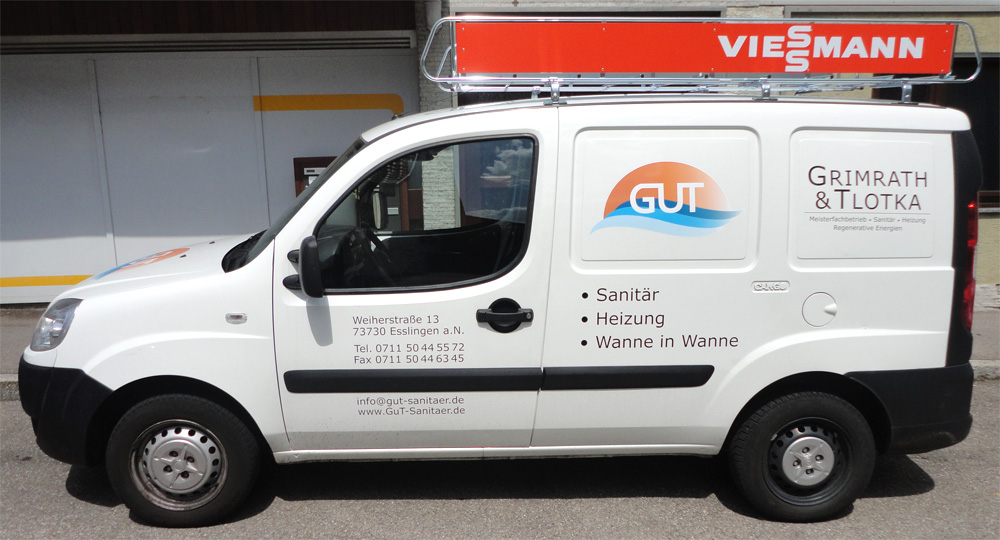 Werbebeschriftung für GUT Sanitär in Esslingen